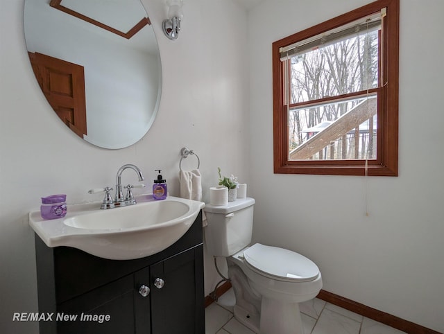 bathroom with toilet and vanity