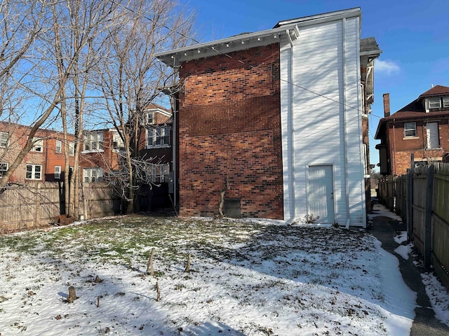 view of snow covered exterior