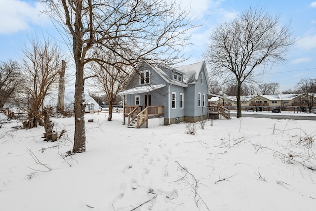 view of snow covered exterior