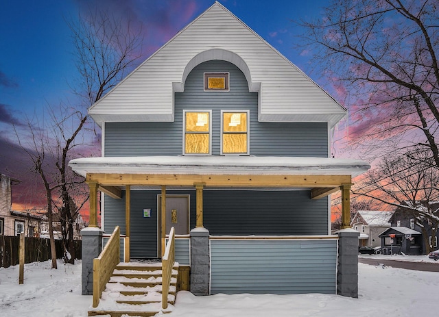 view of front of home featuring a porch