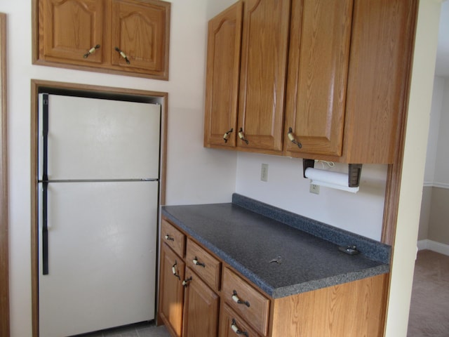 kitchen with white fridge