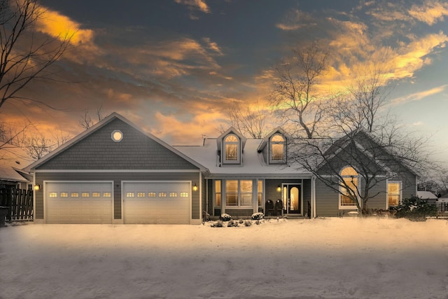 view of front of house with a garage