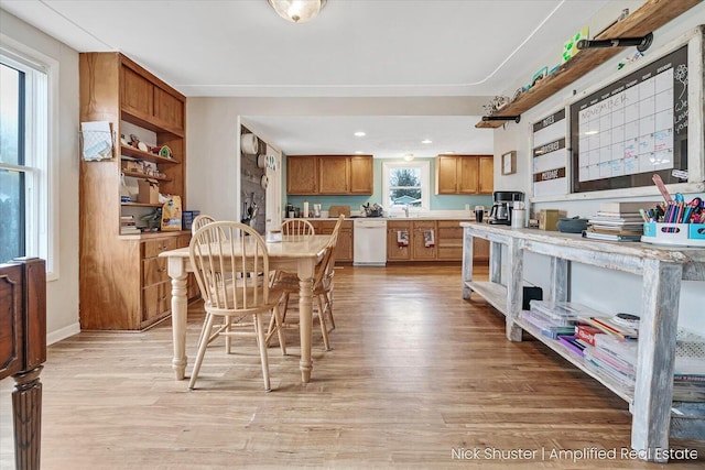 kitchen with light wood-type flooring and dishwasher