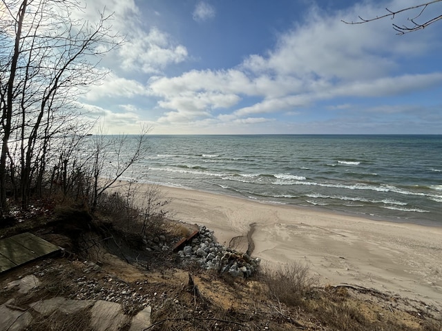 property view of water with a beach view