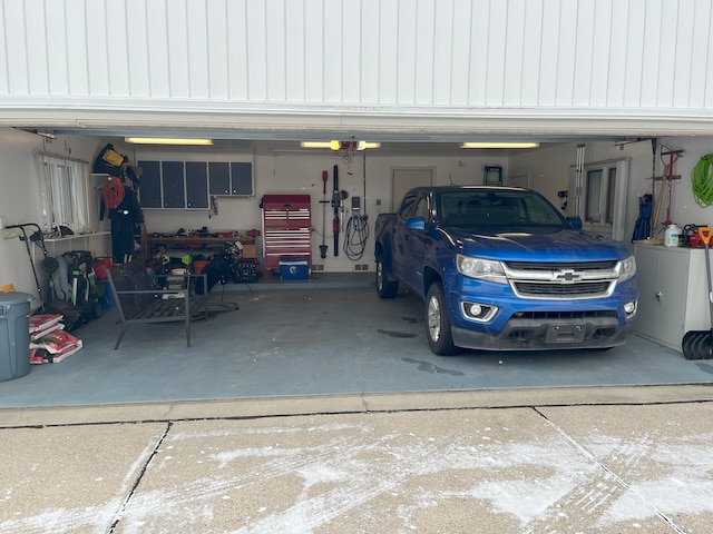 garage with a garage door opener