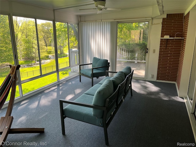 43 W Breitmeyer, Mount Clemens, MI 48043 - sunroom with a ceiling fan and an outdoor living space