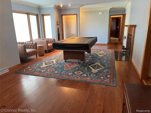 43 W Breitmeyer, Mount Clemens, MI 48043 - recreation room featuring wood finished floors, billiards, baseboards, and ornamental molding