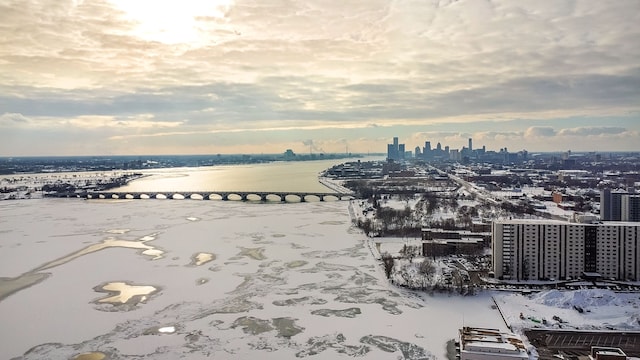 8200 E Jefferson Ave Unit 1811, Detroit, MI 48214 - aerial view at dusk featuring a water view