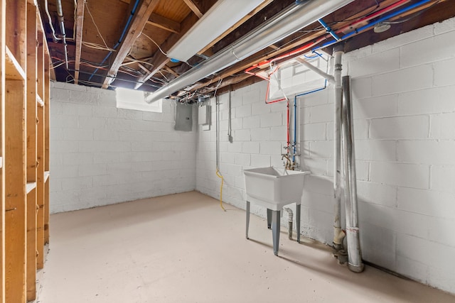 basement with electric panel