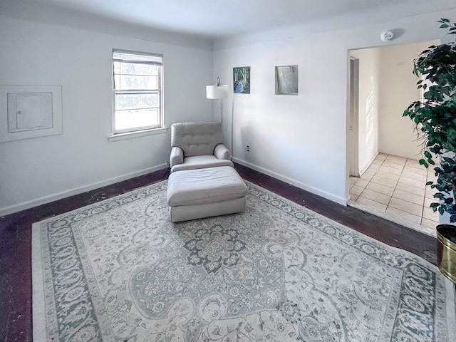 living area featuring hardwood / wood-style flooring