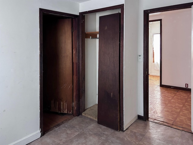 hallway featuring light parquet floors