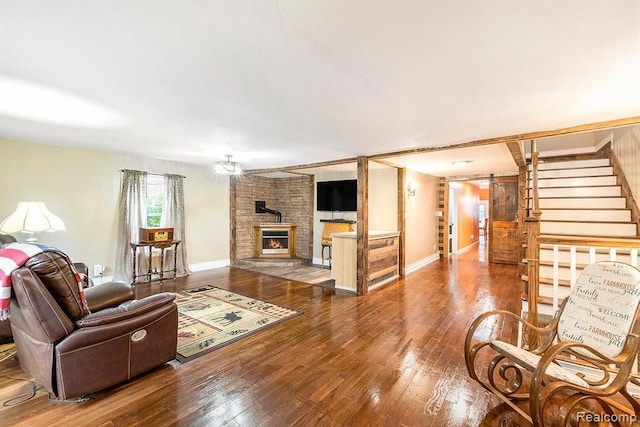 living room with wood-type flooring