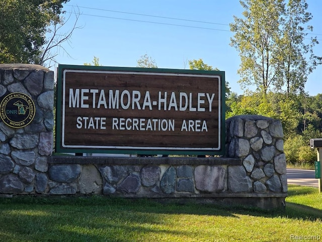 view of community sign