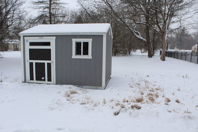 view of snow covered structure