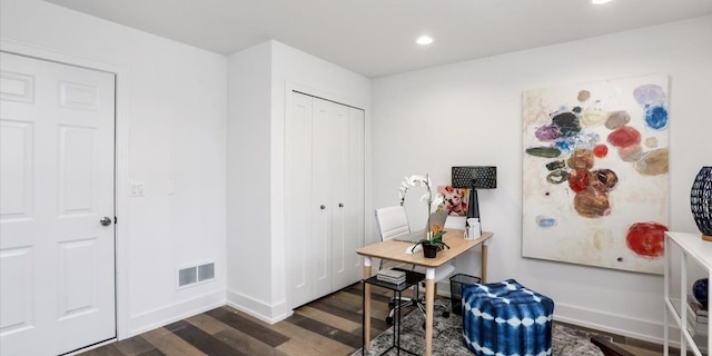 office featuring dark hardwood / wood-style flooring