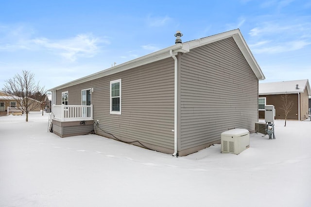 view of snow covered property