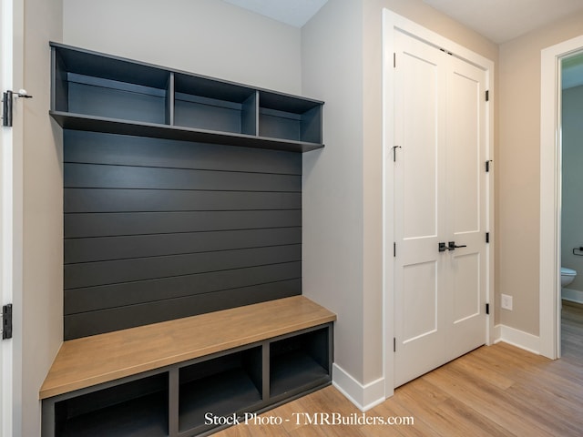 mudroom featuring light hardwood / wood-style floors