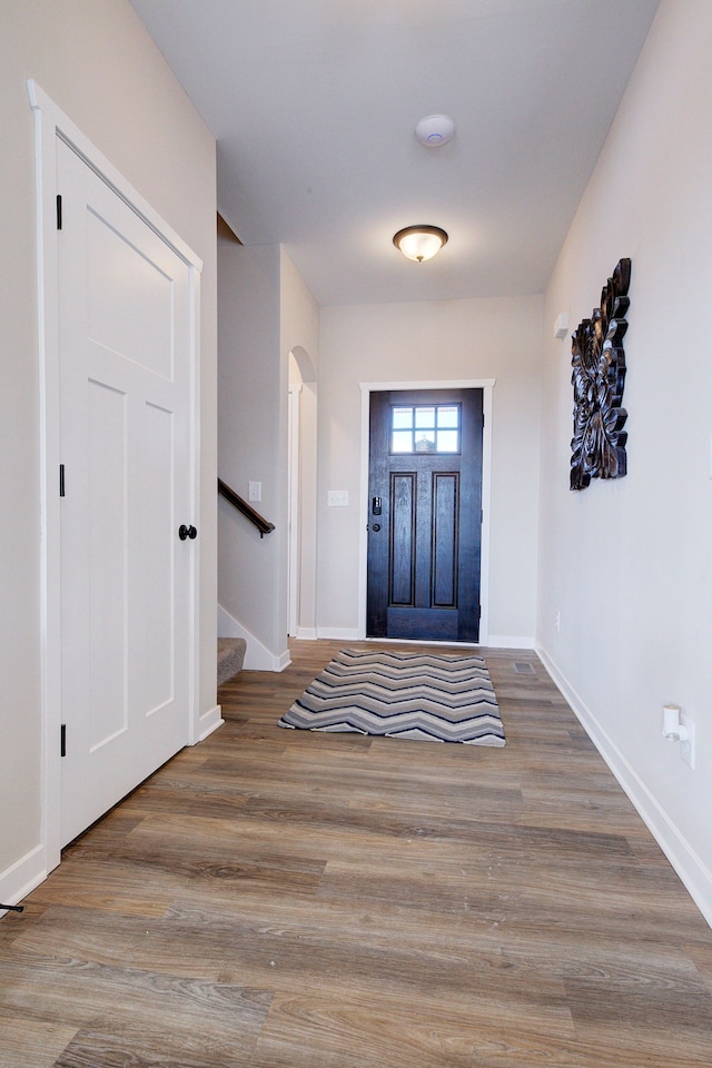 foyer featuring hardwood / wood-style floors