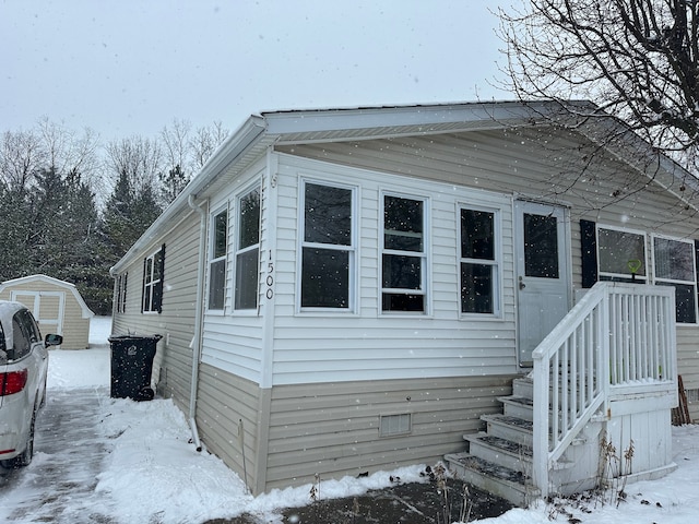 view of snowy exterior