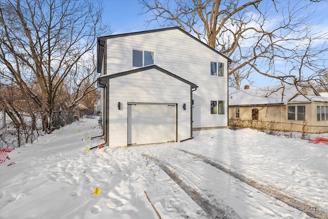 exterior space featuring a garage