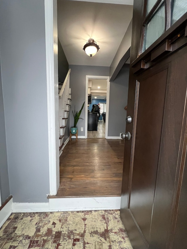 interior space with hardwood / wood-style floors