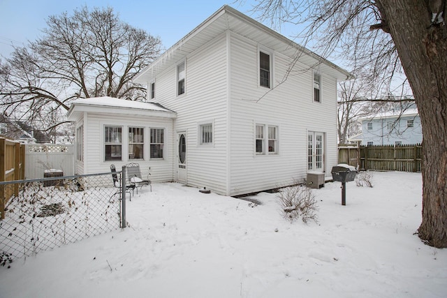 view of snow covered property