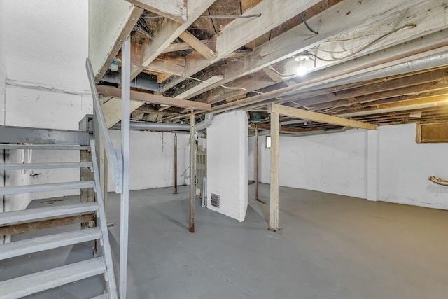 basement with heating unit