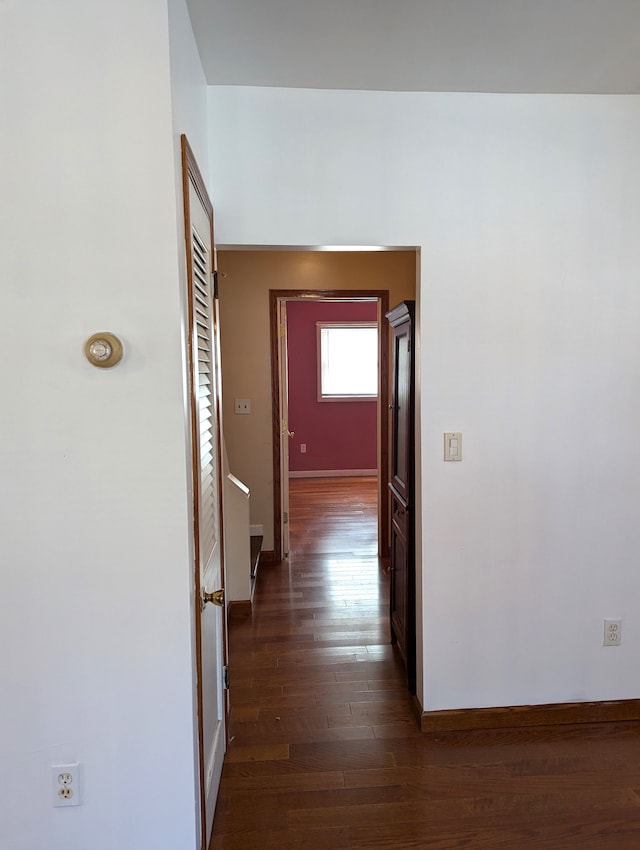 hall featuring dark hardwood / wood-style flooring