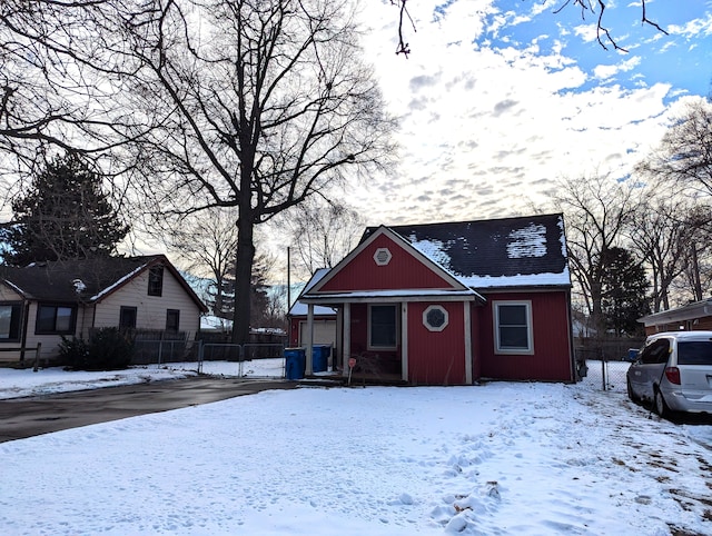 view of snow covered structure