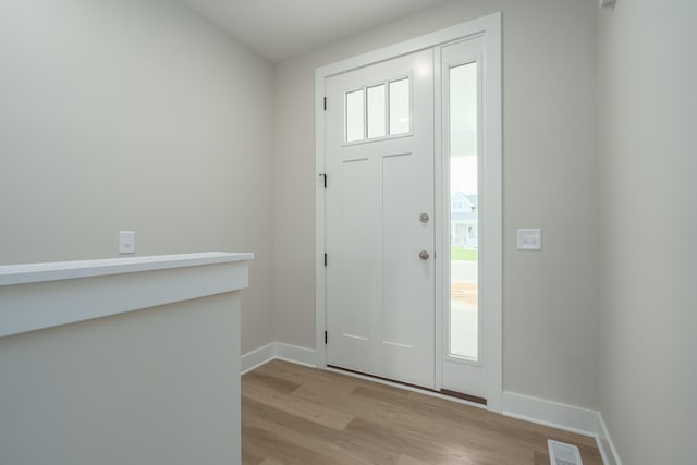 foyer entrance featuring light hardwood / wood-style floors and a healthy amount of sunlight