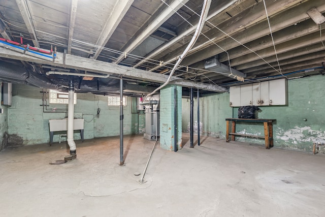 basement featuring a sink