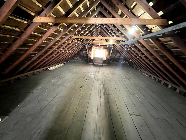 view of unfinished attic