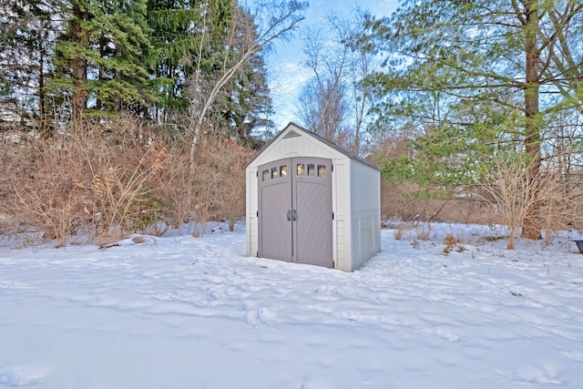 view of snow covered structure