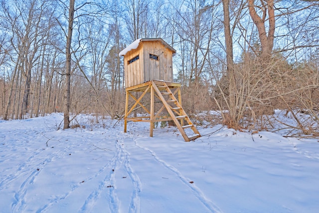 view of snow covered structure