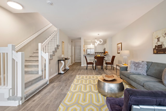 living room featuring light wood-type flooring