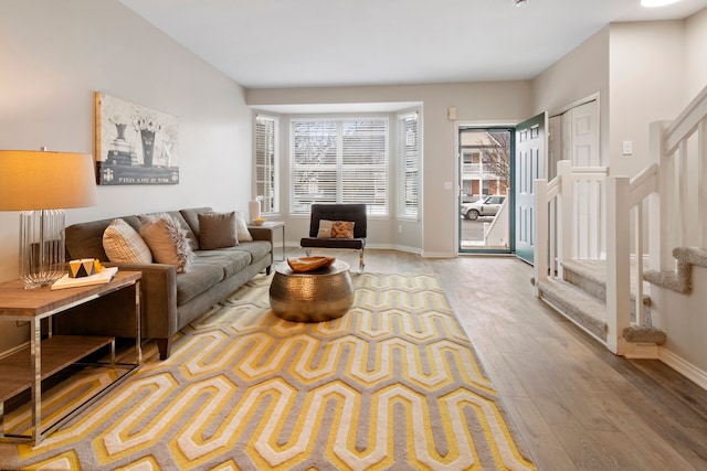 living room featuring light hardwood / wood-style floors