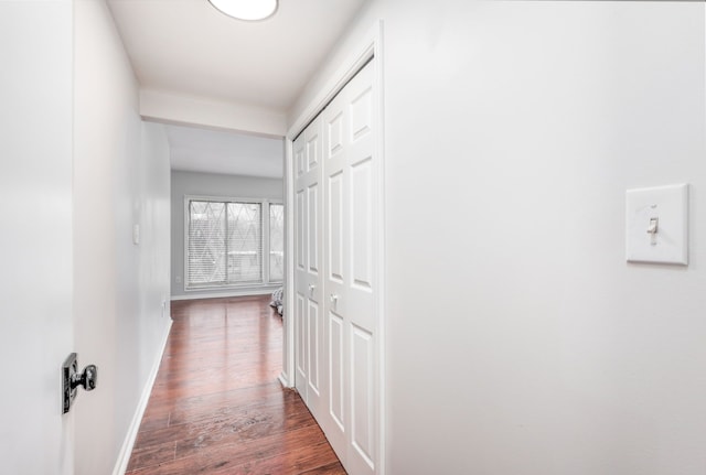 corridor featuring dark hardwood / wood-style floors