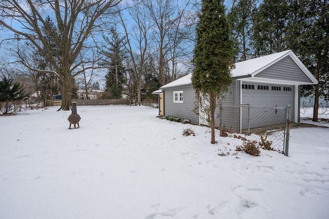 exterior space with a garage