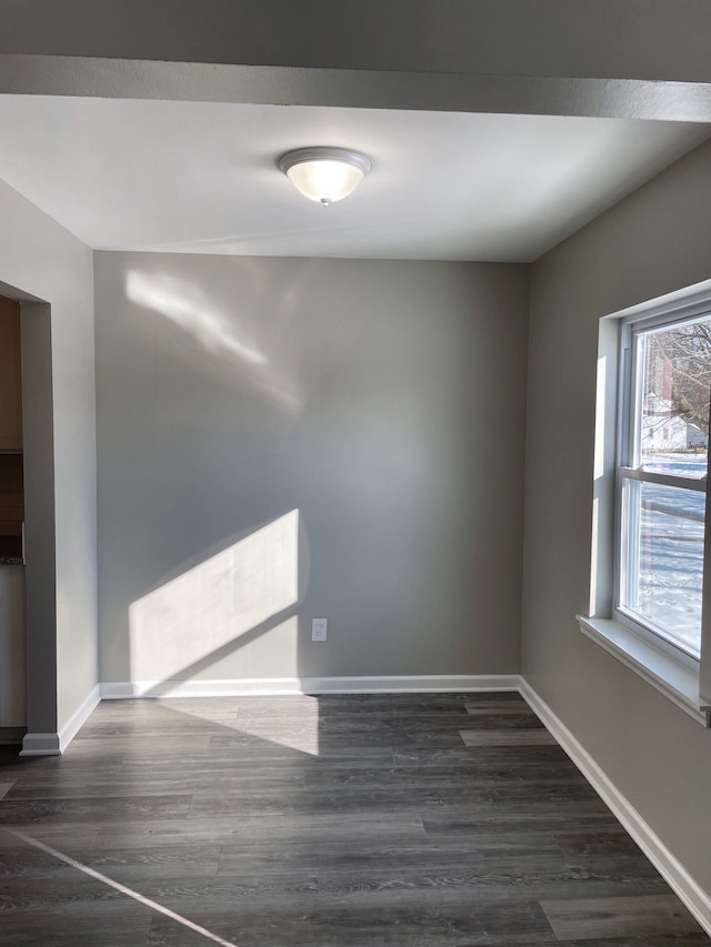 spare room featuring dark hardwood / wood-style flooring