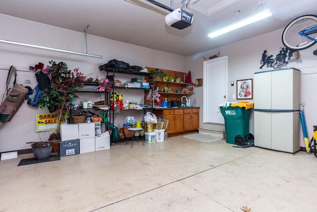 garage with a garage door opener