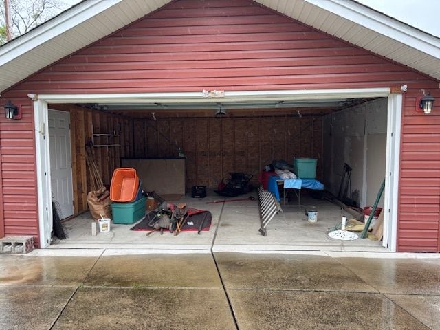 garage with driveway