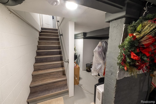 50848 Ashley St, New Baltimore, MI 48047 - stairway featuring concrete block wall and concrete flooring