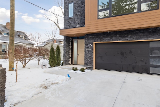 exterior space featuring a garage