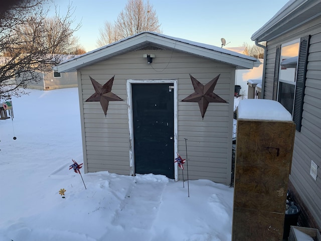 view of snow covered structure