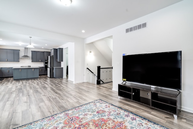 living room featuring light hardwood / wood-style floors