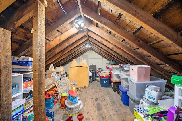 view of unfinished attic