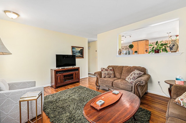 living room featuring dark hardwood / wood-style floors