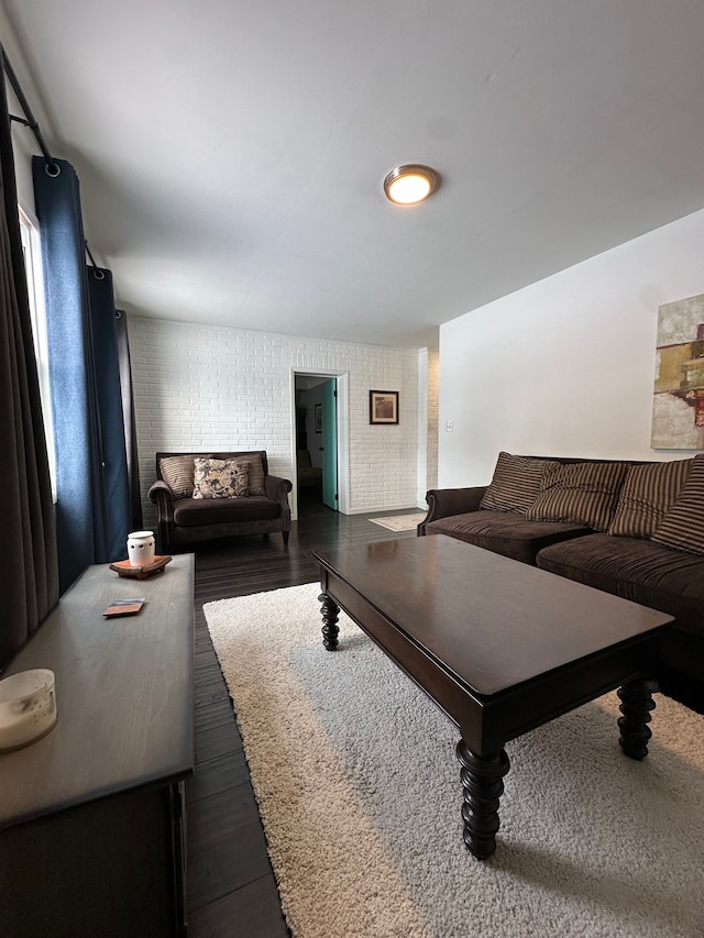 living room with hardwood / wood-style floors