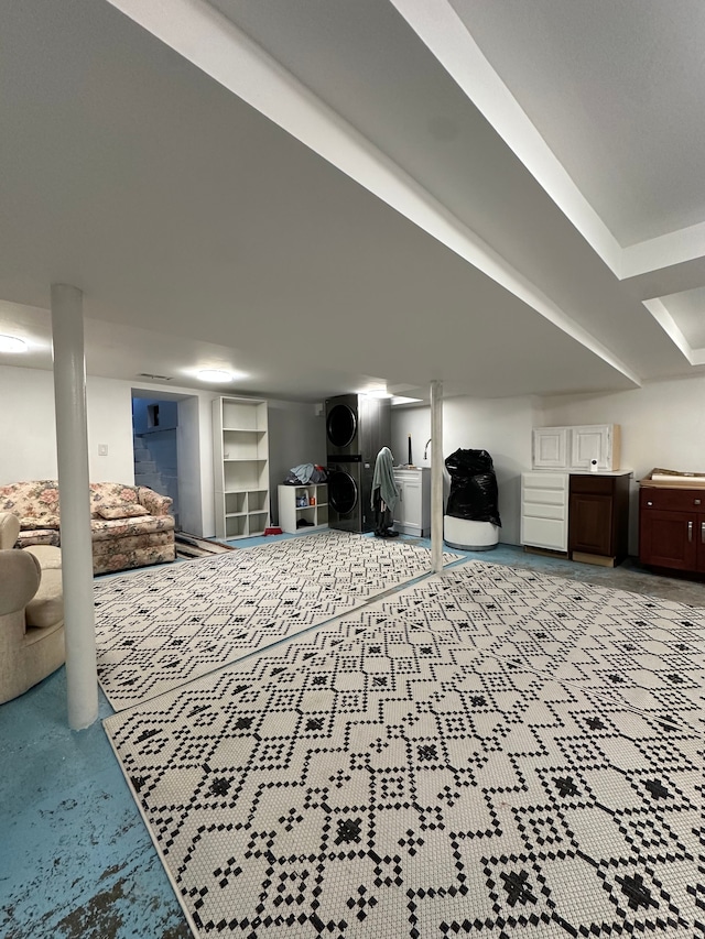 additional living space featuring light colored carpet