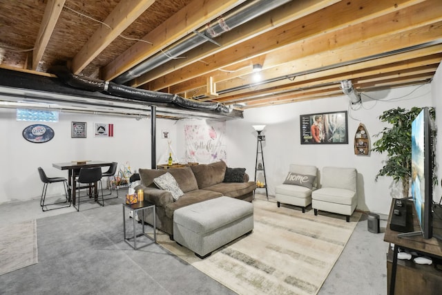 living room with concrete flooring